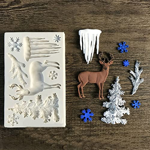 FONDUO Silikonform 3D Weihnachten Silikonform Figuren Backformen für Weihnachten Keks Prägung Silikonform 3D elch SchneeflockeFondant Backformen Silikon für Keks Pudding Muffin Schokoladen (Engel A)