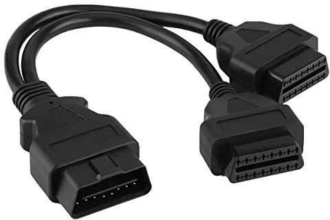 DollaTek Auto 16-poliger OBDII-Stecker auf zwei weibliche Y-Splitter-Adapter-Verlängerungskabel-Diagnosewerkzeug