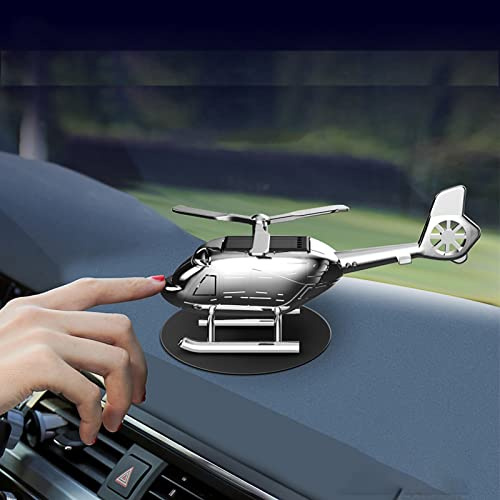 Helicopter Solar Car Air Freshener Rotation Aromatherapy Diffuser Ornament for Vehicles with 3-Fragrance Tablets for Car and Interior Decoration (Silver)