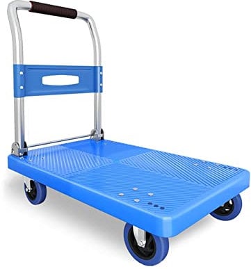 WANGPP Transportwagen klappbar,handwagen,transportwagen luftbereift mit 360-Grad-Schwenkrädern und faltbarem Griff for das Heimbüro im Lager (Color : Blue, Size : 5 inch)