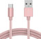 KP TECHNOLOGY Charging Cable For Samsung Galaxy M13 / Galaxy M23 5G / Galaxy M33 5G / Galaxy M53 5G Nylon Braided Charging Cable [6.6ft/2m] USB C to USB A 3.0 (TYPE C CHARGING CABLE) (ROSE GOLD)