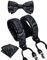DiBanGu Paisley-Fliege und Untersetzer-Set für Herren, Smoking-Clip, Supender, Einstecktuch, Hosen-Hosenträger, schwarz und grau, Einheitsgröße