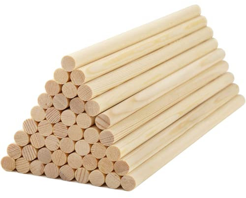 ZENFUN 50 Packs Wooden Dowel Rods, 30CMx12MM Dia Unfinished Wood Sticks for Crafts, Solid Hardwood Sticks for Crafting, DIY, Macrame