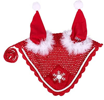 QHP Weihnachten Ohrhaube, Größe:Shetty, Farbe:rot