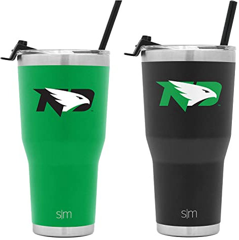 Simple Modern Offizielles Lizenzprodukt der Collegiate University of North Dakota Becher mit Strohhalm und Klappdeckel, isolierter Edelstahl, 850 ml, University of North Dakota