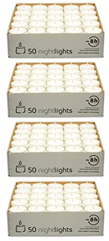 200 Stück Teelichter 8 Stunden Brenndauer Kerze Windlicht weiß Teelicht Paraffin ohne Duft