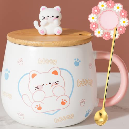 Arawat Tazza Gatto Con Coperchio Tazza Gatto Carino Regalo 400ml Tazza Di Caffè In Ceramica Natale Cacao Tè Caffè Tazze Mugs Carino Regalo Di Compleanno Per La Fidanzata