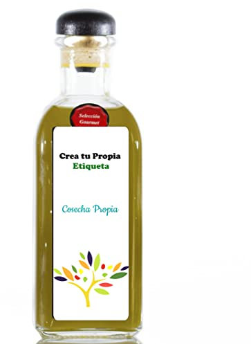 Esencia Andalusí Etiquetas Personalizadas (6 unidades) para botellas vacías de 500 ml tipo frasca para vino, licor, aceite, aromatizar aceites, vinagre