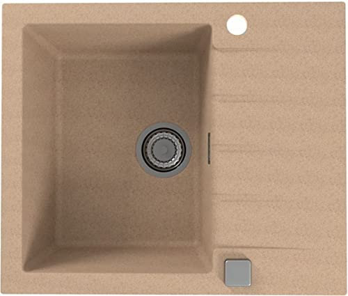 Alveus 1132019 CADIT 10 Fregadero de cocina de granito empotrado con escurridor, Beige