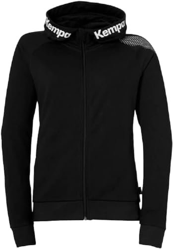 Kempa Core 26 Hood Jacket Women Damen Mädchen Kapuzen-Jacke Trainings-Jacke Sweatshirt Hoody Pullover mit Kapuze Handball Volleyball Indoor Gym Fitness, Schwarz