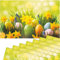 matches21 Frühlingshafte Tischsets Platzsets Motiv abwaschbar Ostereier Osterglocken Blumenwiese bunt 8er 43,5x28,5 cm
