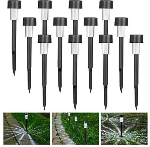 LED Solarleuchten für Garten, 12 Stück LED Solarlampen Deko Licht Gartenleuchte Wegleuchte Solarlampe Sicherheits Lichter IP65 Wasserdicht für Terrasse, Rasen, Weißes, Garten Hofwege und Wege