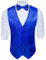 Barry.Wang Glänzende Herren-Weste mit Pailletten, Fliege, Set, glitzernd, lässig, Weste, Festival, Disco, Party, Abschlussball, blau, 3XL
