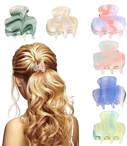 Haarklammer 6 Stück kleine Haarklammern für damen mittleres und dünnes Haar, rutschfeste klaue haarspangen, schildpatt-zelluloseacetat-haarklammern für frauen mädchen…