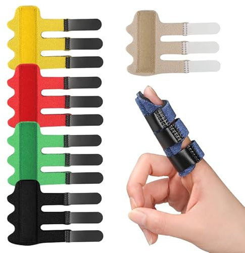 Offtrte Fingerschiene [6 Stück] 2023, verbesserte 3 Riemen, Trigger-Fingerbandage, Unterstützung für Arthritis, Schutz gebrochener Finger, Schmerzlinderung, Aufrichten