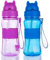 Sigdio 2 Pièces Gourde Enfants avec Paille fille garcon Anti-fuite Facile à nettoyer‌ Bouteille d'eau Enfant sans BPA pour Maternelle, École et Activités extérieure (Blue et Violet)