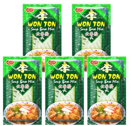 LEE Won Ton Soup Base Mix Chinese Noodle Soup Broth 45g (5 Packs, 25 Sachets)