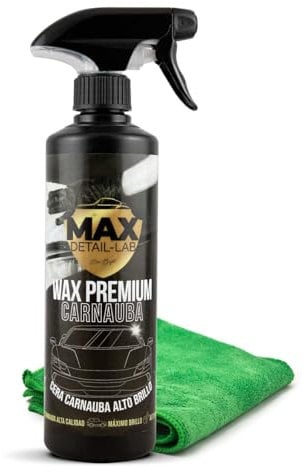 MAX DETAIL-LAB - Wax Premium - Cera Liquida Carnauba Abrillantado Coche, Lavado Alto Brillo, Poder Hidrofóbico Repelente Agua Antilluvia, Kit Limpieza Detailing Car Profesional Auto Moto, 500ml