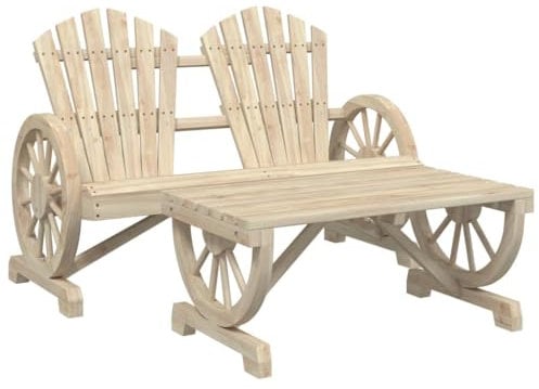 vidaXL Garten Lounge Set 2-TLG., Gartenmöbel 2-Sitzer-Stuhl Tisch, Sitzgruppe Adirondack-Stil, Gartenbank Gartengarnitur Gartenset, Massivholz Tanne