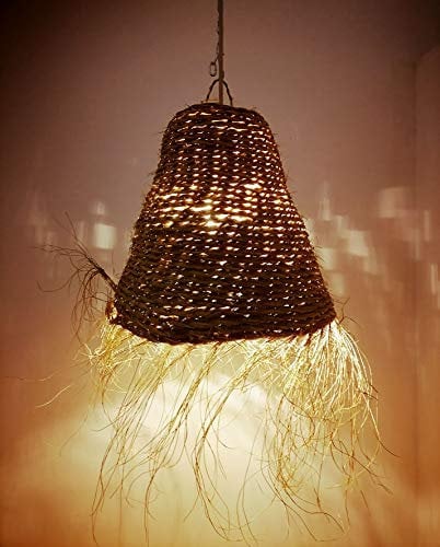Lustre à Suspension en Paille Artisanale Marocaine: Style Ethnique, Éclairage Naturel et Confortable 2403211017 Rotin Osier Giunco