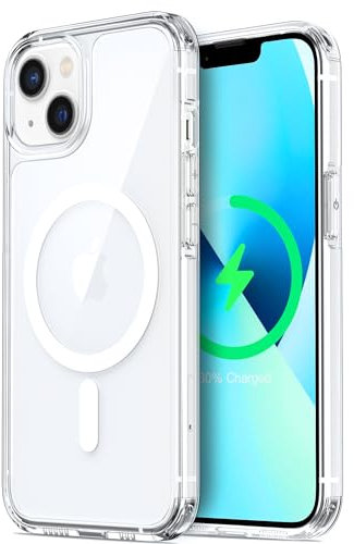 ORNARTO Magnetic Case for iPhone 13- Magsafe Compatible, Clear Hard PC Back, Yellowing-Resistant, Shockproof Cover 6.1inch