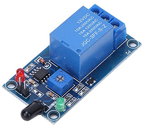 Infrarot-Feuererkennungssensormodul, 12 V DC, IR-Flammensensor, Flammenerkennungs-Relaismodul mit Blauem Anschlussblock