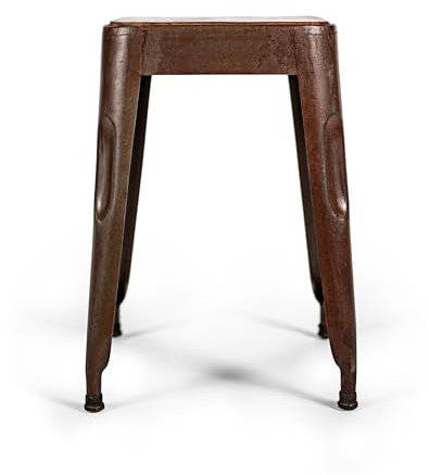 xcllnt Rusty Ray – Handmade Industrie-Design Hocker aus Metall mit Holzsitz in Vintage Rusty braun