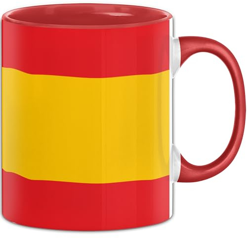 Spanien Flagge Tasse Geschenk Fußball-Fans Europa 3D Alloverprint (Rot)