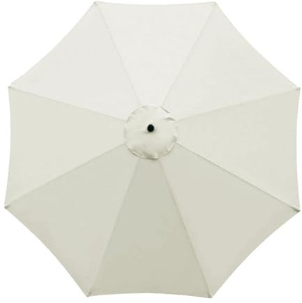 Hmtbet Auvent de Remplacement pour Parasol de Terrasse, 6 Baleines/8 Baleines Toile De Rechange pour Parasol Déporté pour Table d'extérieur, Jardin, Plage, Piscine,Blanc,2.7m/6 Bones