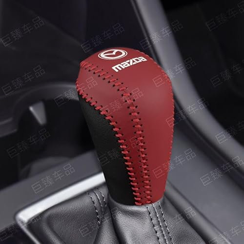MMHGFIR Auto Schaltknauf Abdeckung, für Mazda CX30, Anti-Rutsch Atmungsaktive Leder, Schwarz, Normal, 1 Stück