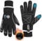 HANDLANDY Waterproof Insulated Work Gloves,Thermal Winter Gloves for Men Women Touch Screen, Warm Ski Snowboard Cold Weather Gloves (Black-Grip, L)