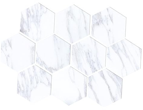 SEWOART 10 Pezzi Adesivi per Piastrelle in Marmo Stile Moderno in Pvc Bianco Facili da Pulire da Incollare per Cucina e Bancone Bar
