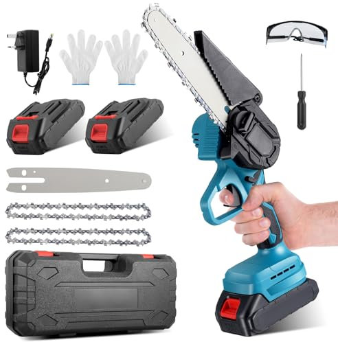 Mini Chainsaw Cordless 6 Inch, Cordless Electric Chainsaw with Oil System, Handheld Tool for Cutting Wood Trimming and Woodworking, Gardening Tree Pruning