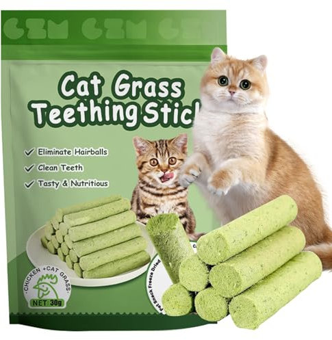6 PCS Cat Grass Sticks, Nutritious Cat Grass Teething Stick, Cat Grass Sticks for Indoor Cats, Cat Dental Toy for Clean Teeth, Eliminate Hairballs