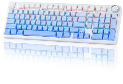 EPOMAKER X Aula F99 PRO Mechanische Gaming Tastatur 2.4GHz/Type-C/BT5.0, Hot-Swap-fähige Custom-Tastatur mit 8000mAh-Akku, linear Switch und RGB-Beleuchtung (Blau Farbverlauf)