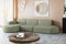 Kaiser Möbel - Sofa L Form - Ecksofa Cord - 296 cm lang, 165 cm breit - Wohnzimmer Couch Extra Groß, Bequemer Sitz mit gewellten Federn und HR Schaum - Modena Sofa Hellgrün - Ottomane Links