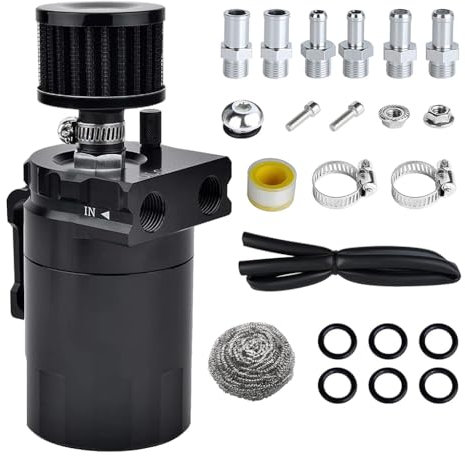 TXQDQSC Auto Oil Catch Can per Alfa Romeo New Giulia GTA m, Serbatoio Dell'Olio Carburante Alluminio Filtro dell'Aria Tubo Flessibile Olio può Accessori,A-Black