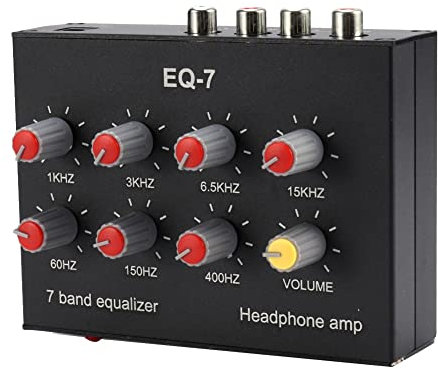 Sujurio EQ-7 Amplificatore per Cuffie Audio per Auto Equalizzatore EQ a 7 Bande Equalizzatore Audio Digitale a 2 Canali