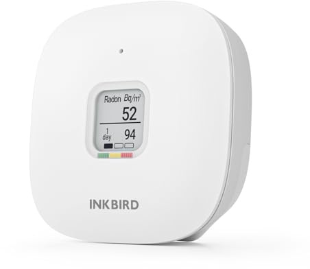 Inkbird Radon Detector for Home, INK-RD3 Portable Radon Tester, Alpha Spectrometer Sensor, Radon Level Indicator, 2-Year Battery & E-Ink Display, No Lab Fees, Bq/m³ & PCi/L Units Switchable