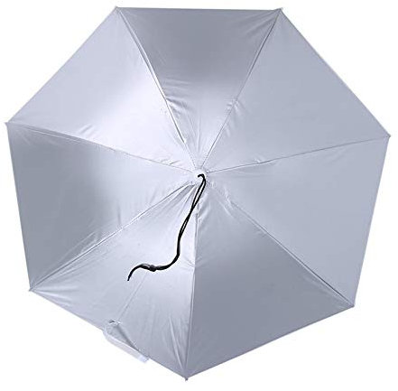 Culnflun Regenschirmmütze, 77 cm Sonnenschutzschirm, wetterfeste Regenschirmmütze, faltbarer Hut Regenschirm, geeignet für Outdoor-Aktivitäten, Angeln (Äußeres Silber und inneres Saphirblau)