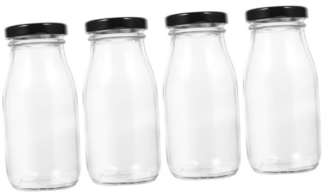 COLLBATH Botella De Leche con 250 Ml 4 Unidades Vidrio Jarra De Leche Refrigerador