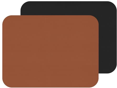 FREEFORM Fleximats Platzset 2er-Set, 46×33 cm, Kunstleder, Cognac/Schwarz | Tischset, abwischbar, kratzfest, fleckabweisend, für Esstisch und Dekoration, pflegeleicht, stilvolle Optik, 2 Stück