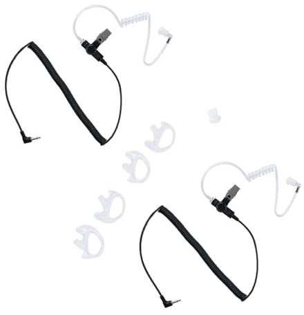 HEOPBIRD Earpiece for Law Enforcement 3.5 mm 1 pin Listen Only Surveillance Headset for Two-Way Radios Transceivers and Radio Speaker Mics Jacks 2 Pack with Acoustic Tube 2 Pair Medium Earmolds