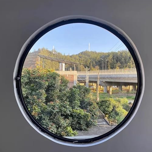 Fenêtre Coulissante Fenêtres de Maison Rotatives à 360°, Fenêtre de Hangar Ronde à Axe Central, Hublot de Sous-sol en Verre Transparent avec Verre Trempé Circulaire, pour Maison de Jeu(Black,70cm/27.6