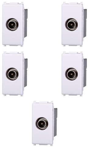 5 MODULI SPINA ANTENNA TV, BIANCO, COMPATIBILE CON VIMAR PLANA, SPINA CON CONNETTORE DIAMETRO 9,5MM, MODULI E FRUTTI 100% COMPATIBILI, MATERIALI DI ALTA QUALITA'