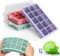 TOCMSNHG Ice Cube Tray, Silicone Ice Cube Trays with Lid, 3 Pack 45 Cubes, Large Ice Cube Moulds BPA Free for Whiskey, Cocktail, Drinks, Baby Food, Freezer, Souper (Purple+Pink+Green)