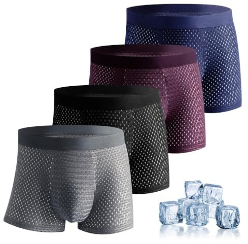 JClorix Boxer Homme en Bambou Respirant – Lot de 4 Boxers Microfibre Anti-Transpiration Eco-Responsables, Anti-Transpiration & Confort Maximal, Noir, Bleu, Gris, Rouge – Tailles L-4XL