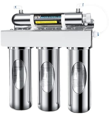 Untertisch Wasserfilter, 4-stufiger Wasserreiniger, UV-Sterilisator, Wasserfilter for die Küche unter der Spüle for das Trinkwasserfiltrationssystem zu Hause,für unter die Spüle im Haushalt