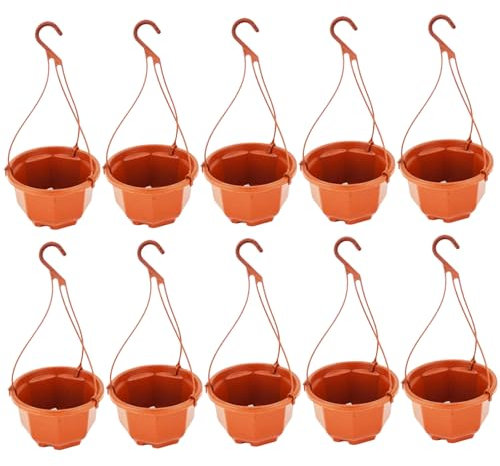 SHITOOMFE Petit Pot de Suspension, 10 Ensembles jardinières suspendues avec Crochets, Petit Pot respectueux de l'environnement pour Plantes succulentes, Fleurs, Jardins intérieurs/extérieurs, Marron