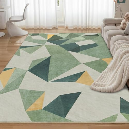 Myting Teppich Grün Modern Waschbare Teppiche Gegend Kurzflor Teppich Geometrisch Teppiche für Wohnzimmer, Schlafzimmer, küche, 230x160cm
